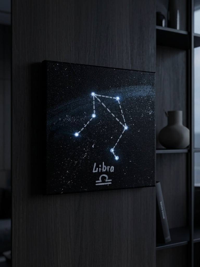 Интерьерная световая картина «Весы (Libra)» из серии «Знаки зодиака на звёздном небе»