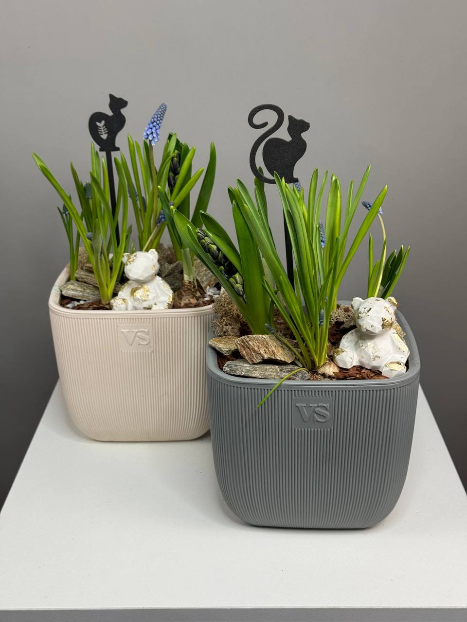 Композиция с первоцветами Флюгель с гиацинтом, мускариками и нарцисами (1)