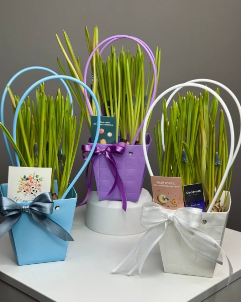 Композиция с мускариками в сумочке Настроение (1)