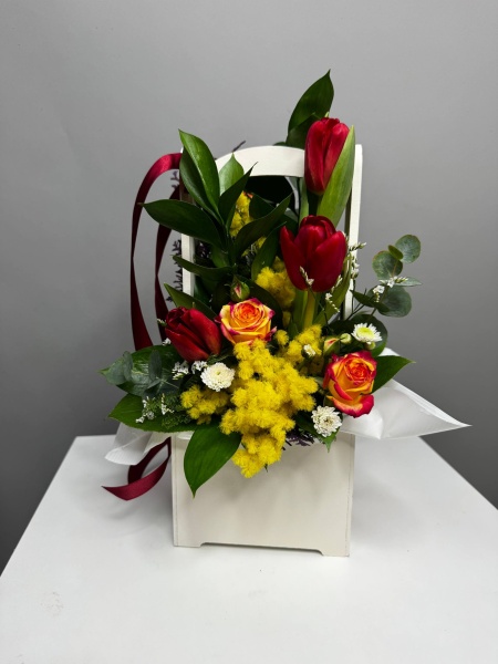 Композиция С тюльпанами и мимозой. Натали (5)