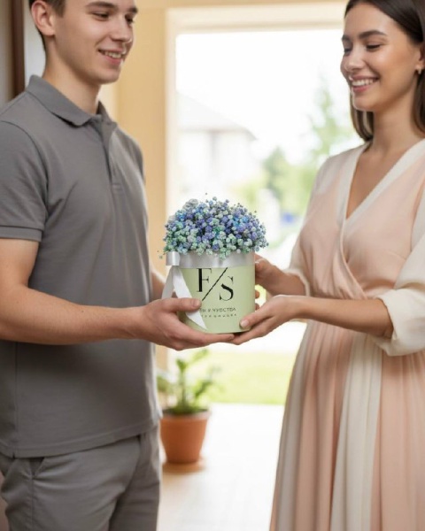 Композиция Милая гипсофила в коробке малая (1)