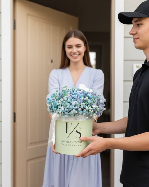 Композиция Милая из гипсофилы средняя (3)