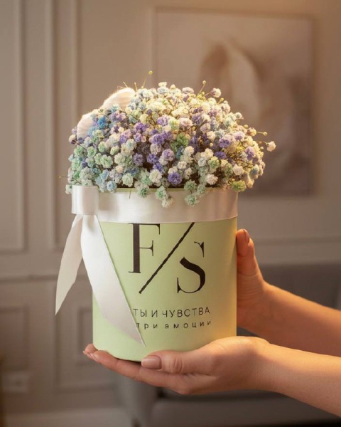 Композиция Милая гипсофила в коробке малая (4)