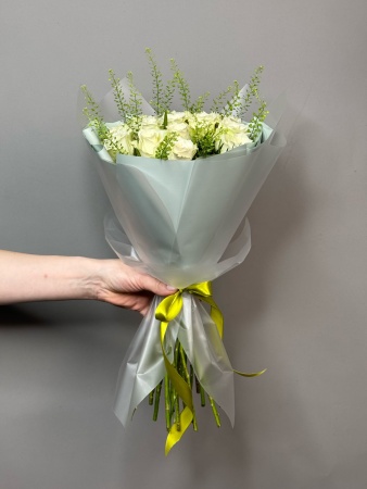 Букет моно 19 белых роз (3)