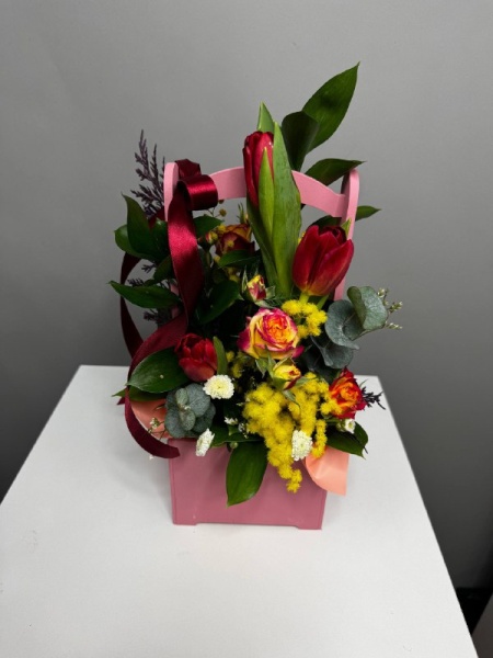 Композиция С тюльпанами и мимозой. Натали (3)