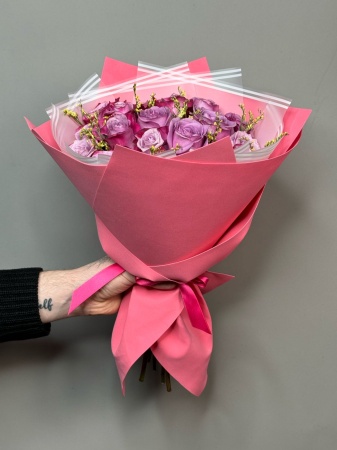 Букет Лавандовое поле в Провансе с розами