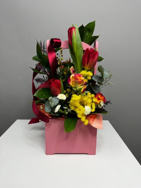 Композиция С тюльпанами и мимозой. Натали (4)